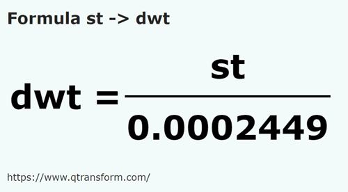 formula камней в пеннивейты - st в dwt
