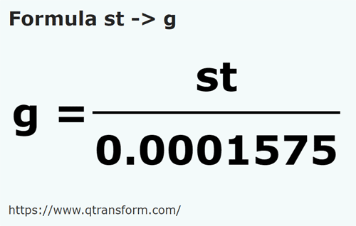 formula камней в грамм - st в g