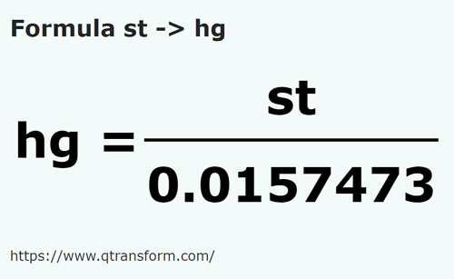 formula камней в гектограмм - st в hg