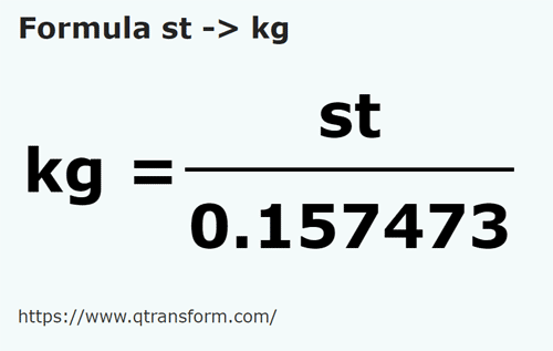 formule Stenen naar Kilogram - st naar kg