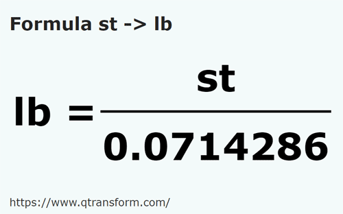 formula камней в метрическая система - st в lb