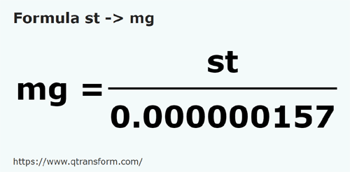 formule Stenen naar Milligram - st naar mg