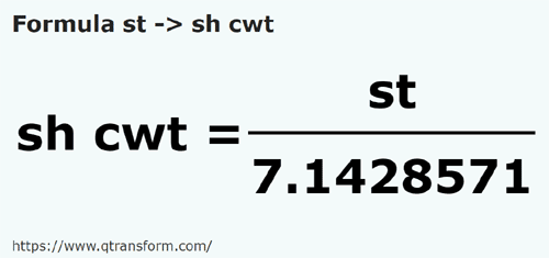 formula камней в центнер короткий - st в sh cwt