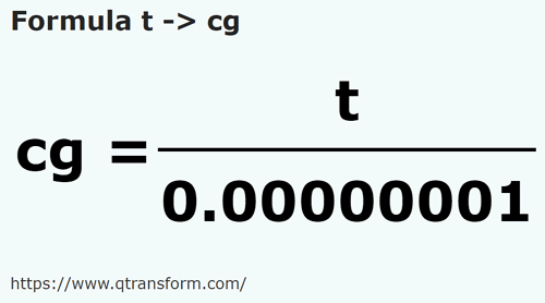 formula Tons to Centigrams - t to cg