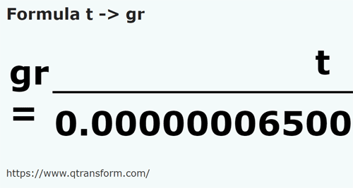 formula Tonnellata in Bacca - t in gr