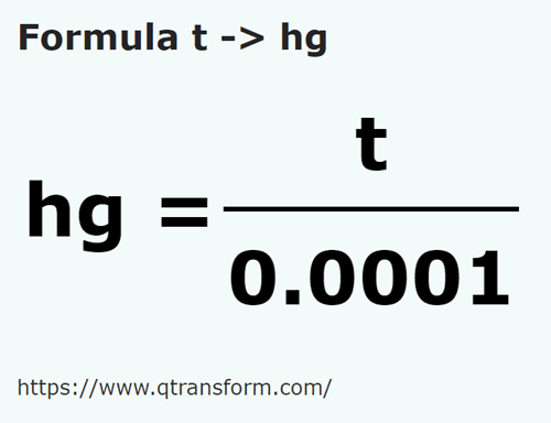 formula Tons to Hectograms - t to hg