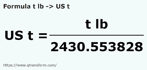umrechnungsformel Pfund Troy in Kurze Tonnen - t lb in US t