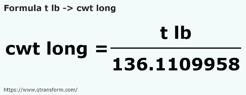 formula Funt troy na Cetnar angielski - t lb na cwt long