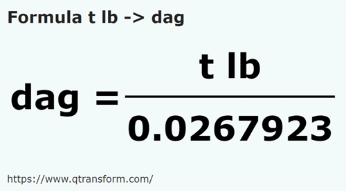 formula Paun troy kepada Dekagram - t lb kepada dag
