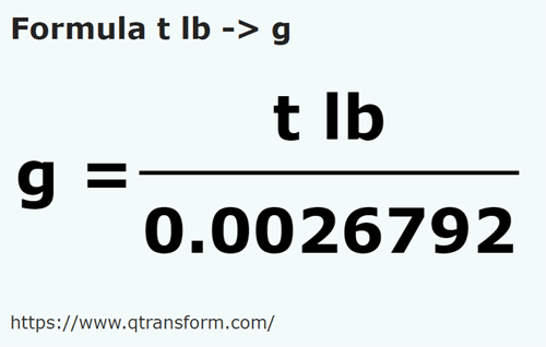 formula Paun troy kepada Gram - t lb kepada g