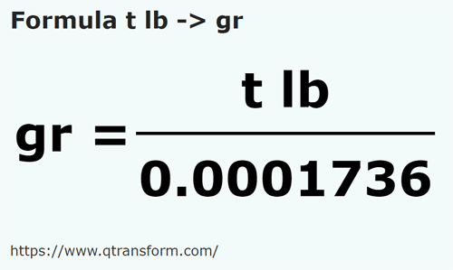 formulu Pound troy ila Tahıl - t lb ila gr