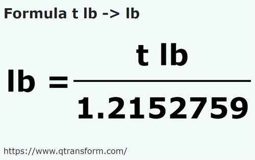 formula Libras troy a Libras (masa) - t lb a lb