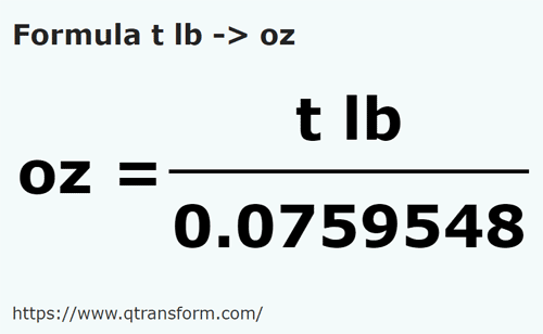 formula Libras troy a Onza - t lb a oz