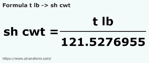 formula Funt troy na Cetnar amerykański - t lb na sh cwt