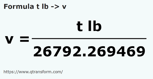 formula фунт тройской в вагоне - t lb в v