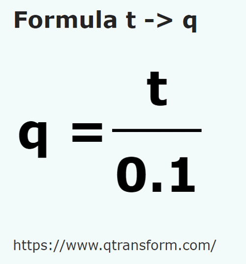formula Tan kepada Kuintal - t kepada q