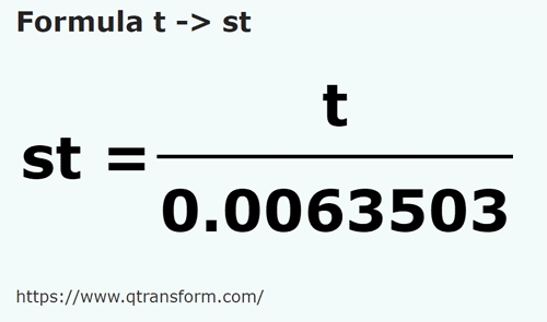 formulu Ton ila Taş - t ila st