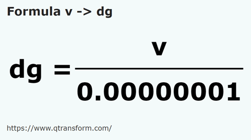formula вагоне в дециграмм - v в dg
