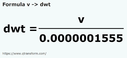 formula вагоне в пеннивейты - v в dwt