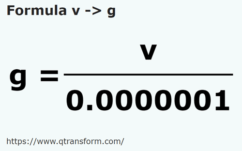 formula вагоне в грамм - v в g