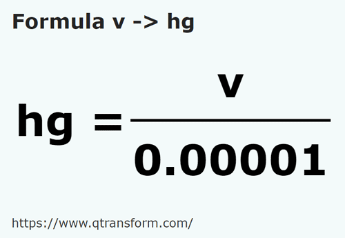 formula вагоне в гектограмм - v в hg