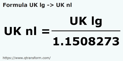 formule Lieues britanniques en Lieues nautiques britanniques - UK lg en UK nl