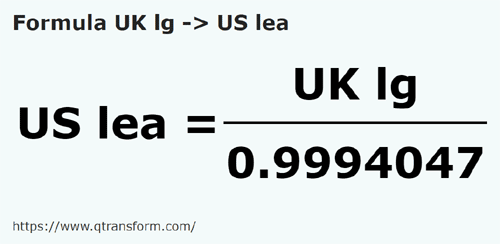 umrechnungsformel Britische Leugen in Amerikanische leugen - UK lg in US lea
