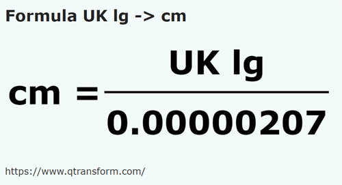formula Liga UK kepada Sentimeter - UK lg kepada cm