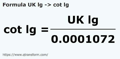 formula UK leagues to Long cubits - UK lg to cot lg