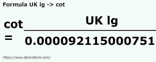 formula Leghe britanice in Coți - UK lg in cot
