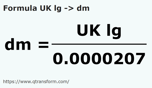 formula Ли́га Великобритании в дециметр - UK lg в dm