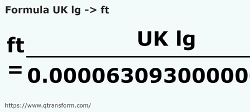 formula Ли́га Великобритании в фут - UK lg в ft