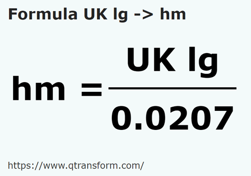 formula Lege inglesi in Ectometri - UK lg in hm