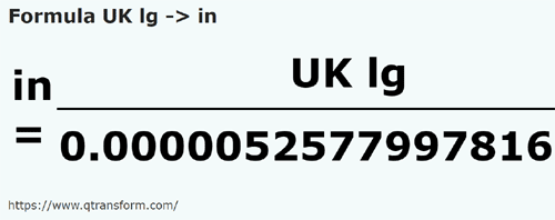formula Ли́га Великобритании в дюйм - UK lg в in