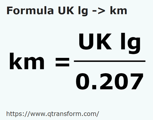 formula Leguas britanicas a Kilómetros - UK lg a km