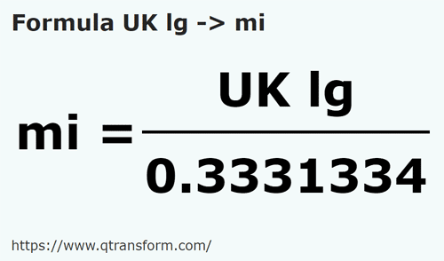 formula Ли́га Великобритании в миля - UK lg в mi