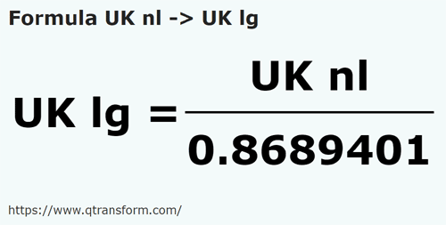 formule Lieues nautiques britanniques en Lieues britanniques - UK nl en UK lg