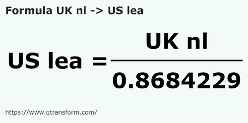 formule Lieues nautiques britanniques en Lieues américaines - UK nl en US lea