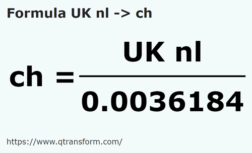 formulu BK deniz fersahı ila Zincir - UK nl ila ch