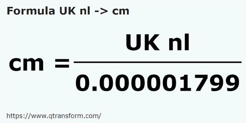 formula Leghe nautice britanice in Centimetri - UK nl in cm
