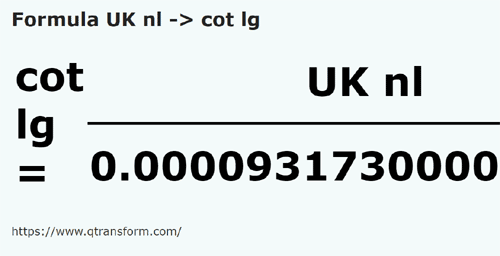 formula Leghe nautice britanice in Coți lungi - UK nl in cot lg