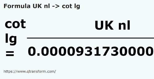 formula UK nautical leagues to Long cubits - UK nl to cot lg