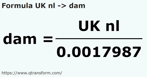 formula Британская морская лига в декаметр - UK nl в dam