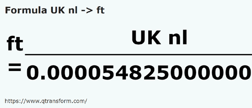 formula Liga nautika antarabangsa kepada Kaki - UK nl kepada ft