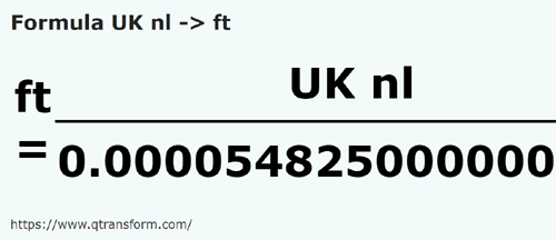 formule Lieues nautiques britanniques en Pieds - UK nl en ft