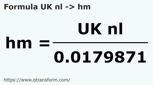 formula Leghe nautice britanice in Hectometri - UK nl in hm