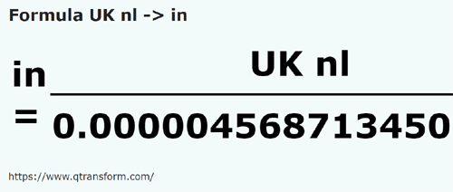 formula Leghe nautice britanice in Inchi - UK nl in in