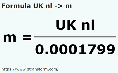 formula Leghe nautice britanice in Metri - UK nl in m