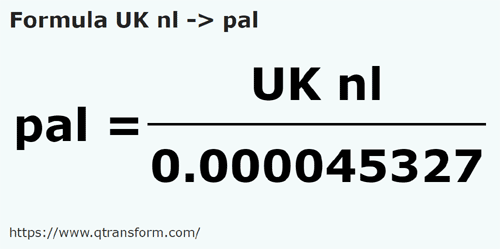 umrechnungsformel UK seeleuge in Spanne - UK nl in pal