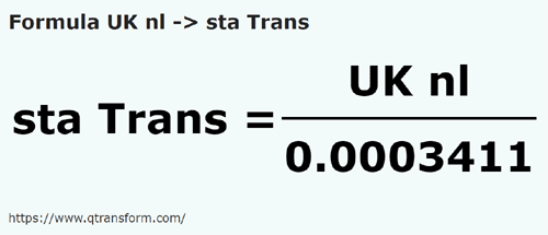 formule Lieues nautiques britanniques en Stânjens (Transylvanie) - UK nl en sta Trans